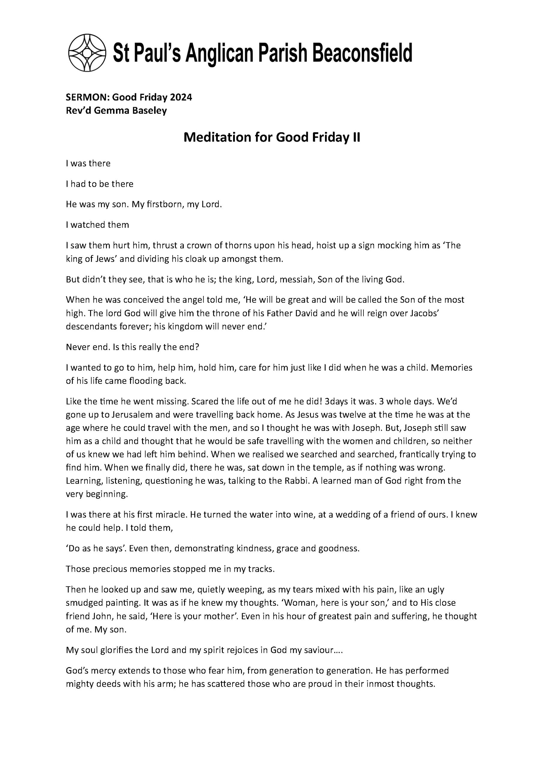 Meditation for Good Friday II 2024